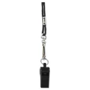 CHAMPION SPORT Sports Whistle with Black Nylon Lanyard, Plastic, Black