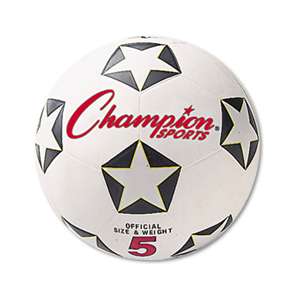 CHAMPION SPORT Rubber Sports Ball, For Soccer, No. 5, White/Black