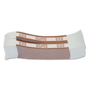 MMF INDUSTRIES Currency Straps, Brown, $5,000 in $50 Bills, 1000 Bands/Pack