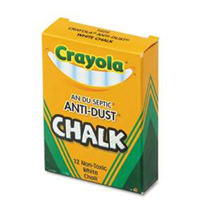 BINNEY & SMITH / CRAYOLA Nontoxic Anti-Dust Chalk, White, 12 Sticks/Box