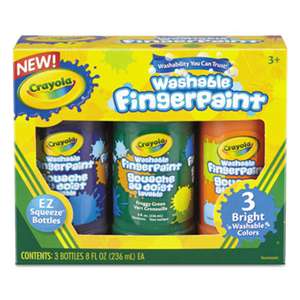 BINNEY & SMITH / CRAYOLA Washable Fingerpaint Pack, 3 Assorted Bright Colors, 8 oz Tubes, 3/Pack