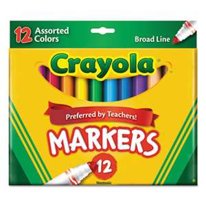 BINNEY & SMITH / CRAYOLA Non-Washable Markers, Broad Point, Assorted Colors, 12/Set