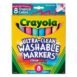 BINNEY & SMITH / CRAYOLA Washable Markers, Conical Point, Tropical Colors, 8/Set