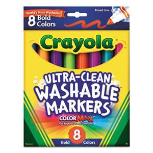 BINNEY & SMITH / CRAYOLA Washable Markers, Broad Point, Bold Colors, 8/Set