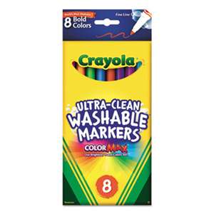 BINNEY & SMITH / CRAYOLA Washable Markers, Fine Point, Bold Colors, 8/Set