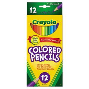 BINNEY & SMITH / CRAYOLA Long Barrel Colored Woodcase Pencils, 3.3 mm, 12 Assorted Colors/Set