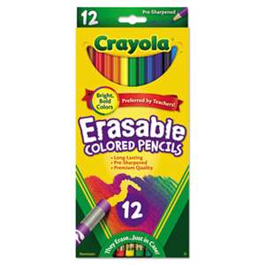 BINNEY & SMITH / CRAYOLA Erasable Colored Woodcase Pencils, 3.3 mm, 12 Assorted Colors/Box