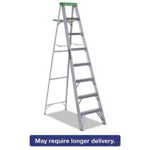 LOUISVILLE #428 Folding Aluminum Step Ladder, 8 ft, 7-Step, Green