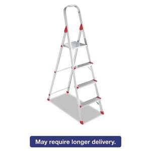 LOUISVILLE #566 Folding Aluminum Euro Platform Ladder, 4-Step, Red