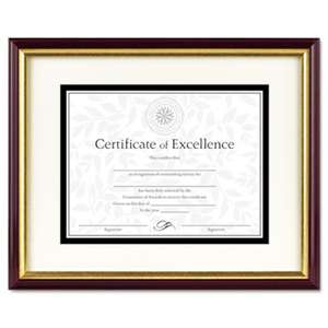 DAX 2703S2RX Document/Certificate Frame w/Mat, Plastic, 11 x 14, 8 1/2 x 11, Mahogany/Gold