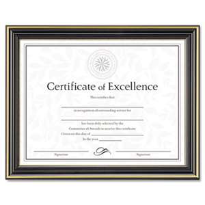 DAX N2709N6T Gold-Trimmed Document Frame w/Certificate, Wood, 8 1/2 x 11, Black