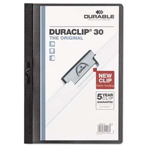 DURABLE OFFICE PRODUCTS CORP. Vinyl DuraClip Report Cover w/Clip, Letter, Holds 30 Pages, Clear/Black