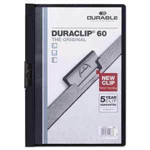 DURABLE OFFICE PRODUCTS CORP. Vinyl DuraClip Report Cover w/Clip, Letter, Holds 60 Pages, Clear/Navy