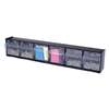 DEFLECTO CORPORATION Tilt Bin Plastic Storage System w/6 Bins, 23 5/8 x 3 5/8 x 4 1/2, Black