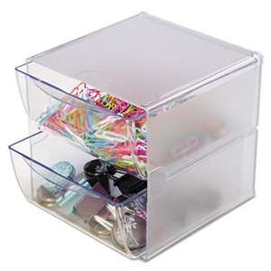 DEFLECTO CORPORATION Two Drawer Cube Organizer, Clear Plastic, 6 x 7-1/8 x 6