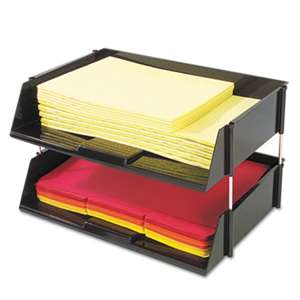 DEFLECTO CORPORATION Industrial Stacking Tray Set, Two Tier, Plastic, Black