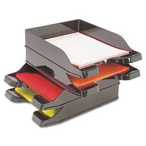 deflecto 63904 Docutray Multi-Directional Stacking Tray Set, Two Tier, Polystyrene, Black