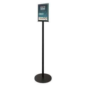 DEFLECTO CORPORATION Double-Sided Magnetic Sign Stand, 8 1/2 x 11 Insert, 56" High, Clear/Black
