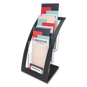 DEFLECTO CORPORATION Three-Tier Leaflet Holder, 6 3/4w x 6 15/16d x 13 5/16h, Black