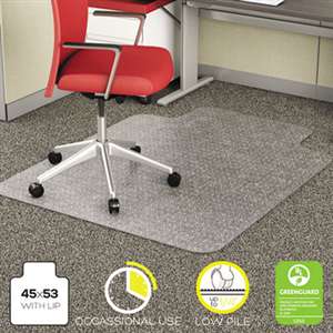 DEFLECTO CORPORATION EconoMat Occasional Use Chair Mat for Low Pile, 45 x 53 w/Lip, Clear