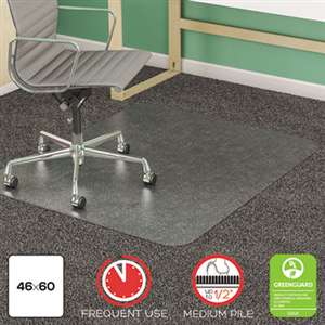 DEFLECTO CORPORATION SuperMat Frequent Use Chair Mat, Medium Pile Carpet, Beveled, 46 x 60, Clear
