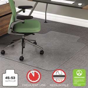 DEFLECTO CORPORATION RollaMat Frequent Use Chair Mat for Medium Pile Carpet, 36 x 48 w/Lip, Clear