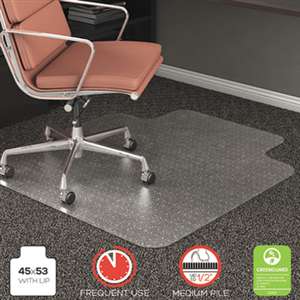DEFLECTO CORPORATION RollaMat Frequent Use Chair Mat for Medium Pile Carpet, 45 x 53 w/Lip, Clear