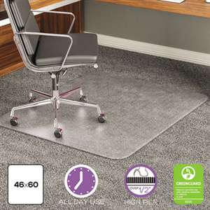 DEFLECTO CORPORATION ExecuMat Intense All Day Use Chair Mat for High Pile Carpet, 46 x 60, Clear