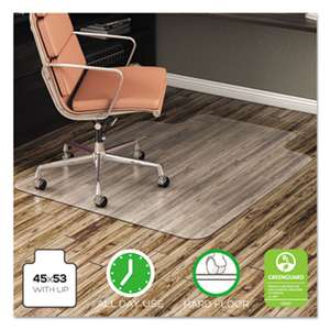 DEFLECTO CORPORATION EconoMat Anytime Use Chair Mat for Hard Floor, 45 x 53 w/Lip, Clear