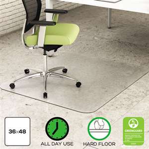 DEFLECTO CORPORATION EnvironMat Recycled Anytime Use Chair Mat for Hard Floor, 36 x 48, Clear