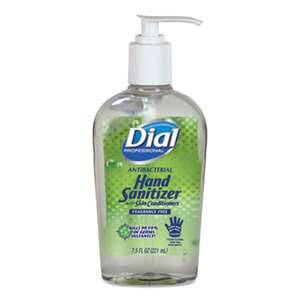 DIAL PROFESSIONAL Antibacterial Gel Hand Sanitizer with Moisturizer, 7.5 oz, Pump, Fragrance-Free