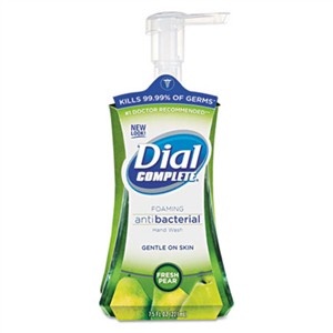 DIAL PROFESSIONAL Antibacterial Foaming Hand Wash, Fresh Pear, 7.5oz Pump Bottle, 8/Carton