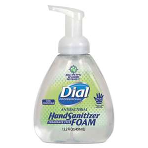 DIAL PROFESSIONAL Antibacterial Foaming Hand Sanitizer, 15.2 oz Pump Bottle, 4/Carton