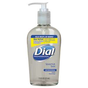 DIAL PROFESSIONAL Antimicrobial Soap for Sensitive Skin, 7.5oz D‚cor Pump Bottle, 12/Carton