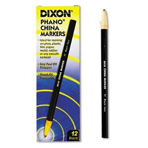 DIXON TICONDEROGA CO. China Marker, Black, Dozen