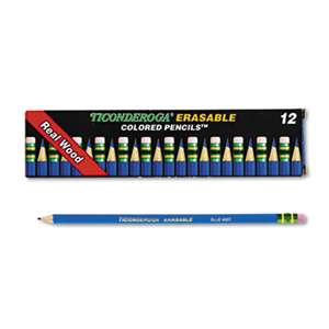 DIXON TICONDEROGA CO. Ticonderoga Erasable Colored Pencils, 2.6 mm, Blue Lead/Barrel, Dozen