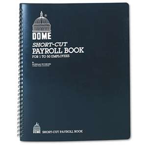 DOME PUBLISHING COMPANY Payroll Record, Single Entry System, Blue Vinyl Cover, 8 3/4 x11 1/4 Pages