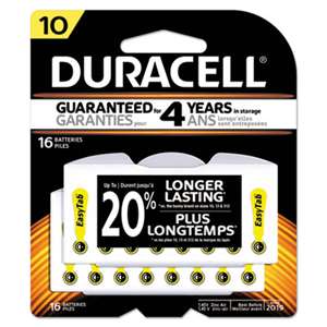 Duracell DA10B16ZM10 Button Cell Hearing Aid Battery, #10, 16/Pk