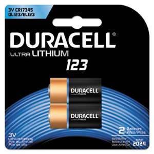 Duracell DL123AB2BPK Ultra High-Power Lithium Battery, 123, 3V, 2/Pack