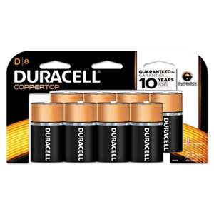 Duracell MN13RT8Z CopperTop Alkaline Batteries with Duralock Power Preserve Technology, D, 8/Pk