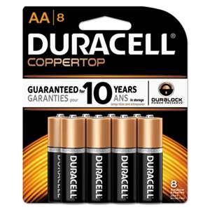 Duracell MN1500B8Z CopperTop Alkaline Batteries with Duralock Power Preserve Technology, AA, 8/Pk