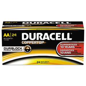 Duracell MN1500BKD CopperTop Alkaline Batteries with Duralock Power Preserve Technology, AA, 144/CT