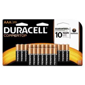 Duracell MN2400B20Z CopperTop Alkaline Batteries with Duralock Power Preserve Technology, AAA, 20/Pk