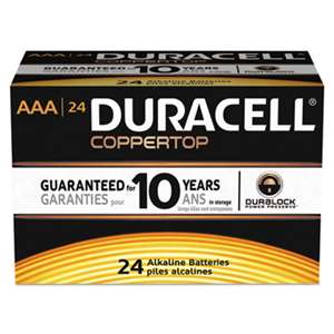 Duracell MN2400B24000 CopperTop Alkaline Batteries with Duralock Power Preserve Technology, AAA, 24/Bx