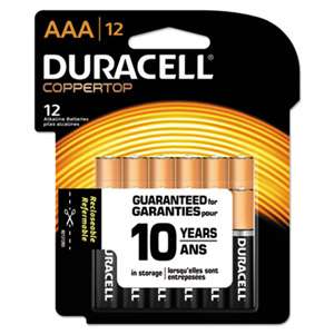 Duracell MN24RT12Z CopperTop Alkaline Batteries with Duralock Power Preserve Technology, AAA, 12/Pk