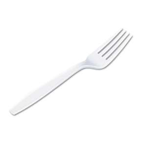 DIXIE FOOD SERVICE Plastic Cutlery, Heavyweight Forks, White, 1000/Carton