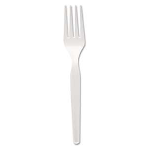 DIXIE FOOD SERVICE Plastic Cutlery, Heavy Mediumweight Forks, White, 1000/Carton