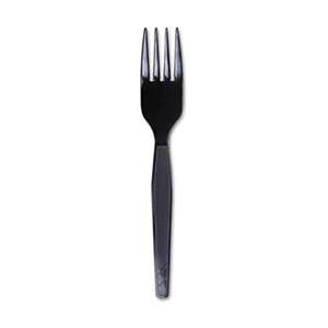 DIXIE FOOD SERVICE Plastic Cutlery, Heavy Mediumweight Forks, Black, 1000/Carton