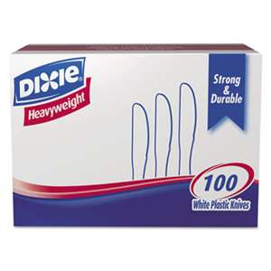 DIXIE FOOD SERVICE Plastic Cutlery, Heavyweight Knives, White, 100/Box