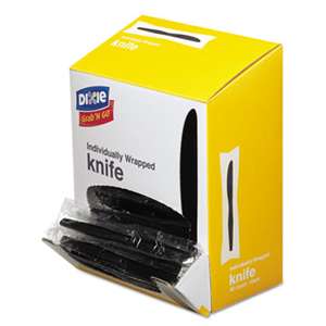DIXIE FOOD SERVICE Grab?N Go Wrapped Cutlery, Knives, Black, 90/Box